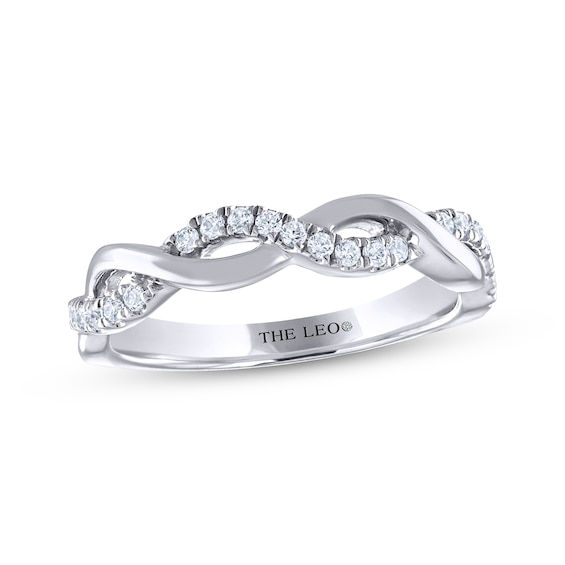 Previously Owned THE LEO Diamond Wedding Band 1/5 ct tw Round-cut 14K White Gold