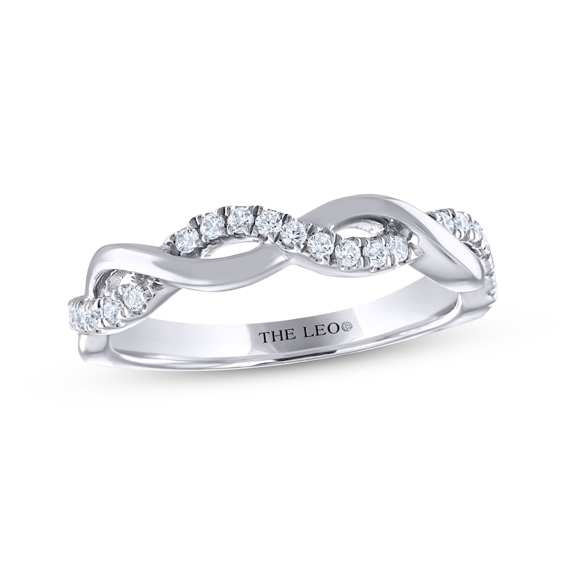 Main Image 1 of Previously Owned THE LEO Diamond Wedding Band 1/5 ct tw Round-cut 14K White Gold