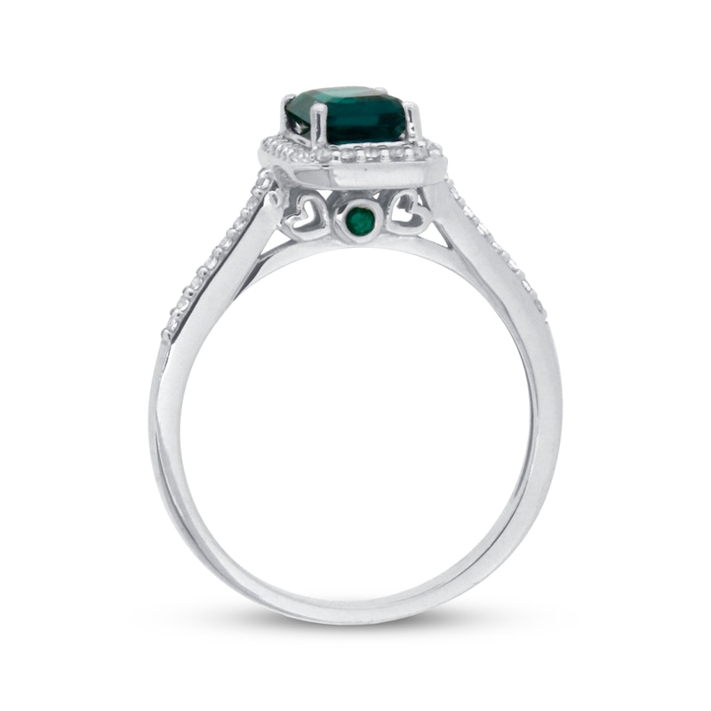Previously Owned Lab-Created Emerald & White Topaz Ring 10K White Gold ...
