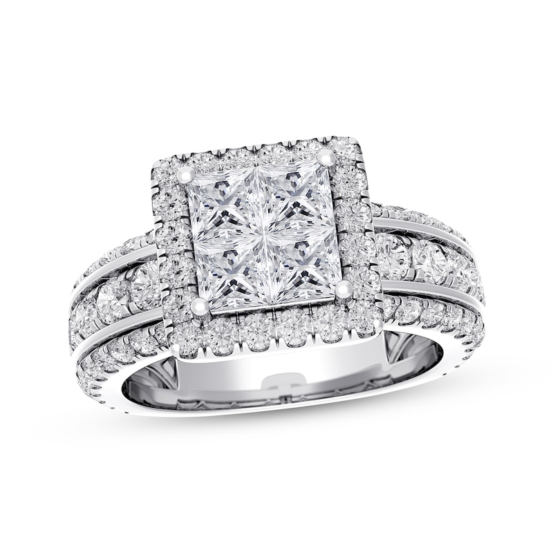 Main Image 1 of Previously Owned Diamond Engagement Ring 2 ct tw Princess & Round-cut 14K White Gold