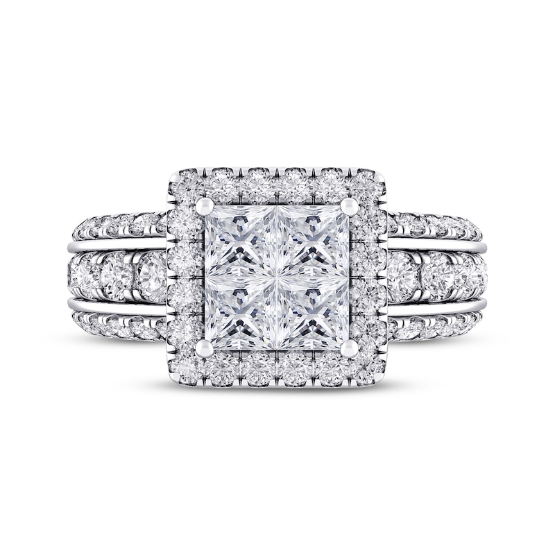 Main Image 3 of Previously Owned Diamond Engagement Ring 2 ct tw Princess & Round-cut 14K White Gold