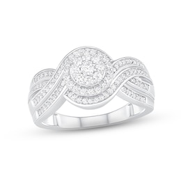 Previously Owned Diamond Halo Ring 1/2 ct tw Round-cut 10K White Gold