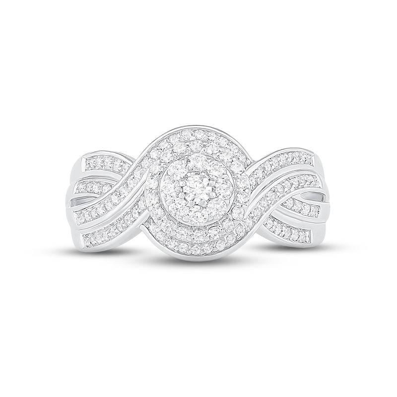Main Image 2 of Previously Owned Diamond Halo Ring 1/2 ct tw Round-cut 10K White Gold