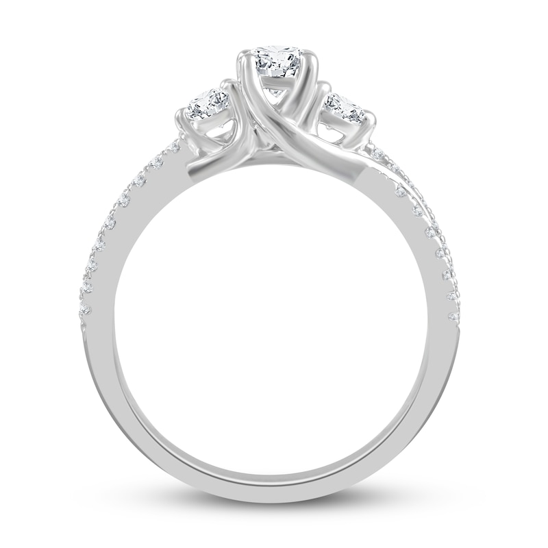 Previously Owned 3 Stone Diamond Engagement Ring 3/4 ct tw Round-cut 10K White Gold