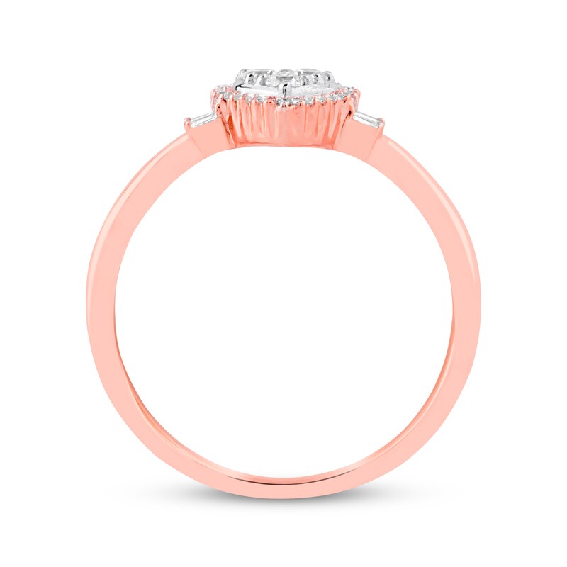 Main Image 2 of Previously Owned Diamond Promise Ring 1/5 ct tw Round & Baguette 10K Rose Gold