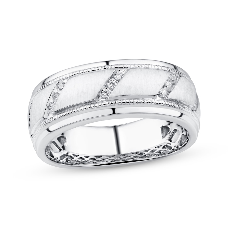Main Image 1 of Previously Owned Men's Diamond Wedding Band 1/5 ct tw Round-cut 10K White Gold