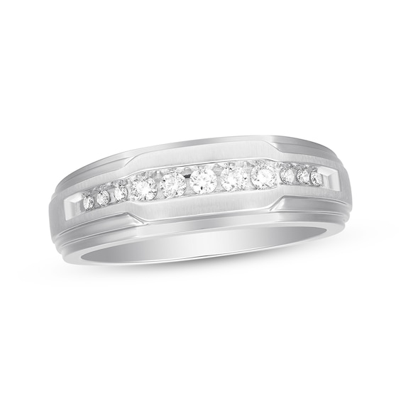 Previously Owned Men's Diamond Wedding Band 1/4 ct tw Round-cut 10K White Gold