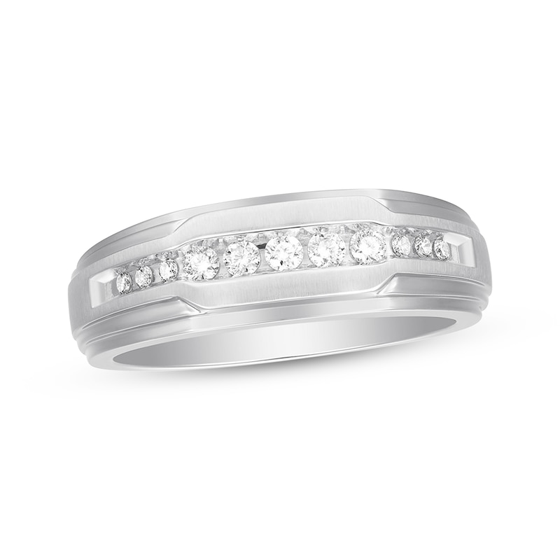 Main Image 1 of Previously Owned Men's Diamond Wedding Band 1/4 ct tw Round-cut 10K White Gold
