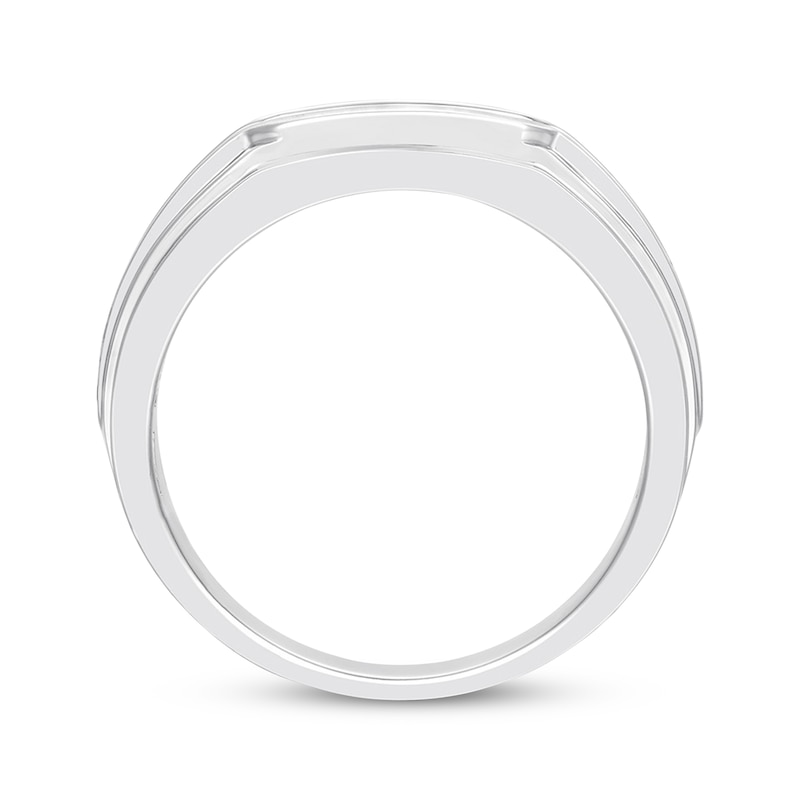 Main Image 3 of Previously Owned Men's Diamond Wedding Band 1/4 ct tw Round-cut 10K White Gold