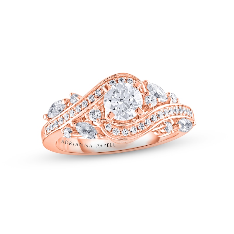 Previously Owned Adrianna Papell Diamond Engagement Ring 1 ct tw Round/Marquise-cut 14K Rose Gold