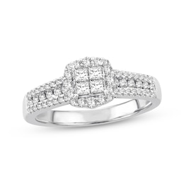 Previously Owned Diamond Engagement Ring 5/8 ct tw Princess & Round-cut 14K White Gold