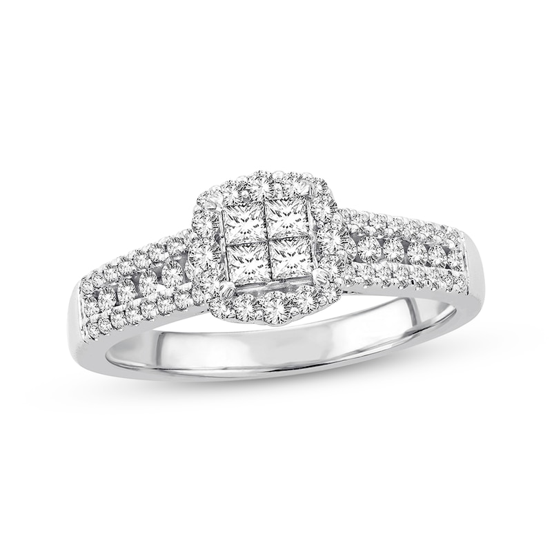 Main Image 1 of Previously Owned Diamond Engagement Ring 5/8 ct tw Princess & Round-cut 14K White Gold