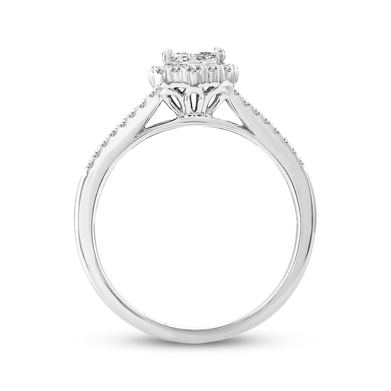Main Image 3 of Previously Owned Diamond Engagement Ring 5/8 ct tw Princess & Round-cut 14K White Gold