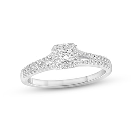 Previously Owned Diamond Engagement Ring 1/2 ct tw Princess/Round 10K White Gold