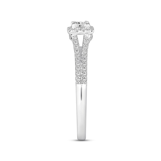 Thumbnail Image 2 of Previously Owned Diamond Engagement Ring 1/2 ct tw Princess/Round 10K White Gold