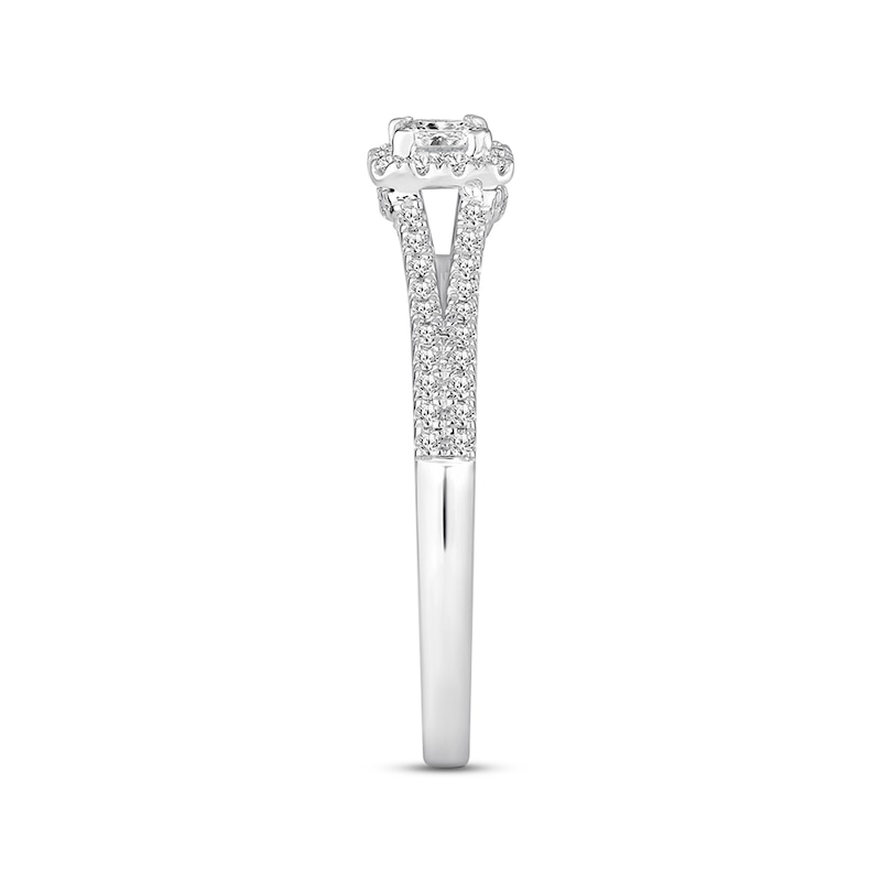Main Image 2 of Previously Owned Diamond Engagement Ring 1/2 ct tw Princess/Round 10K White Gold