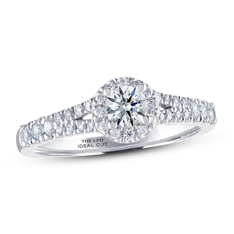 Previously Owned THE LEO Ideal Cut Diamond Engagement Ring 5/8 ct tw 14K White Gold