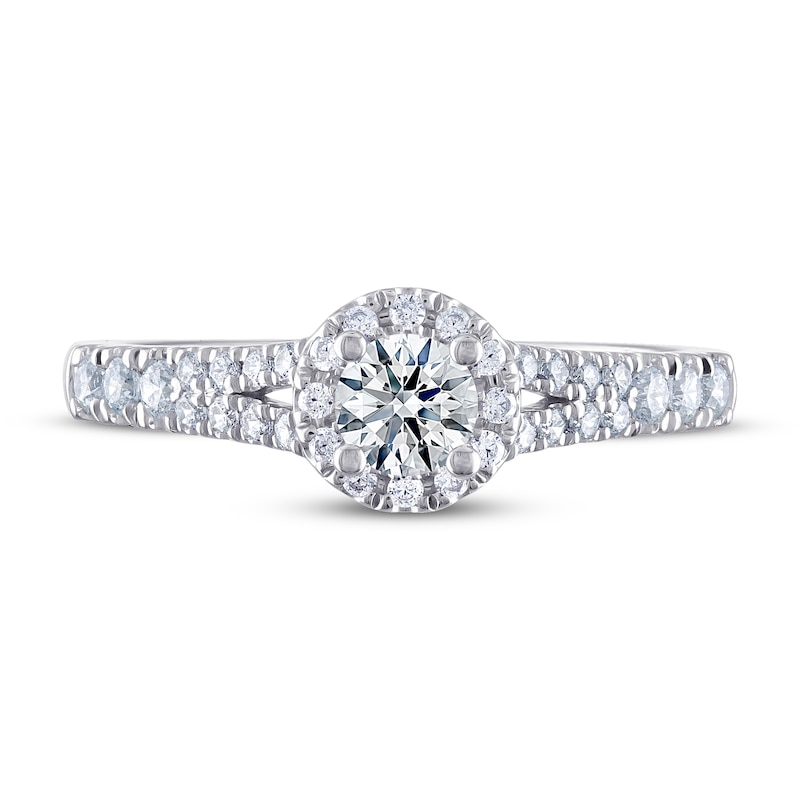 Previously Owned THE LEO Ideal Cut Diamond Engagement Ring 5/8 ct tw 14K White Gold