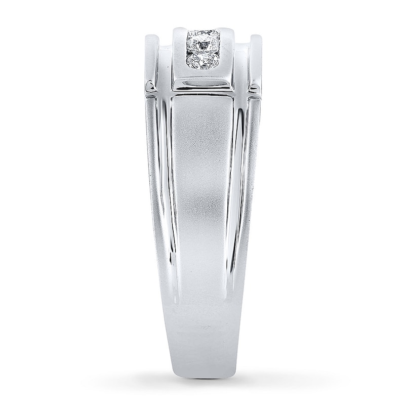Previously Owned Men's THE LEO Wedding Band 3/8 ct tw Leo Diamonds 14K White Gold