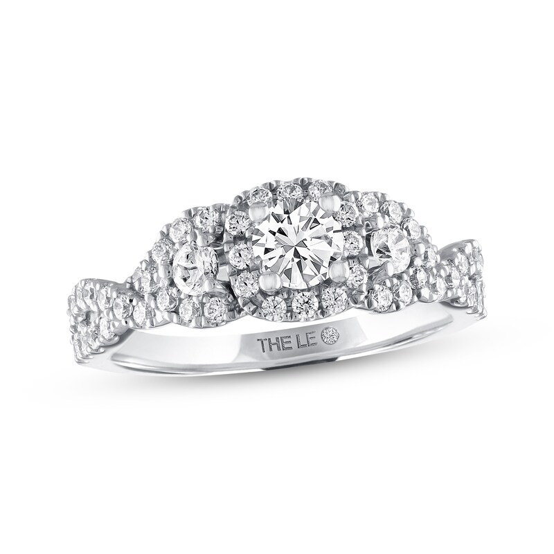 Previously Owned THE LEO Diamond Three-Stone Engagement Ring 1 ct tw Round-cut 14K White Gold