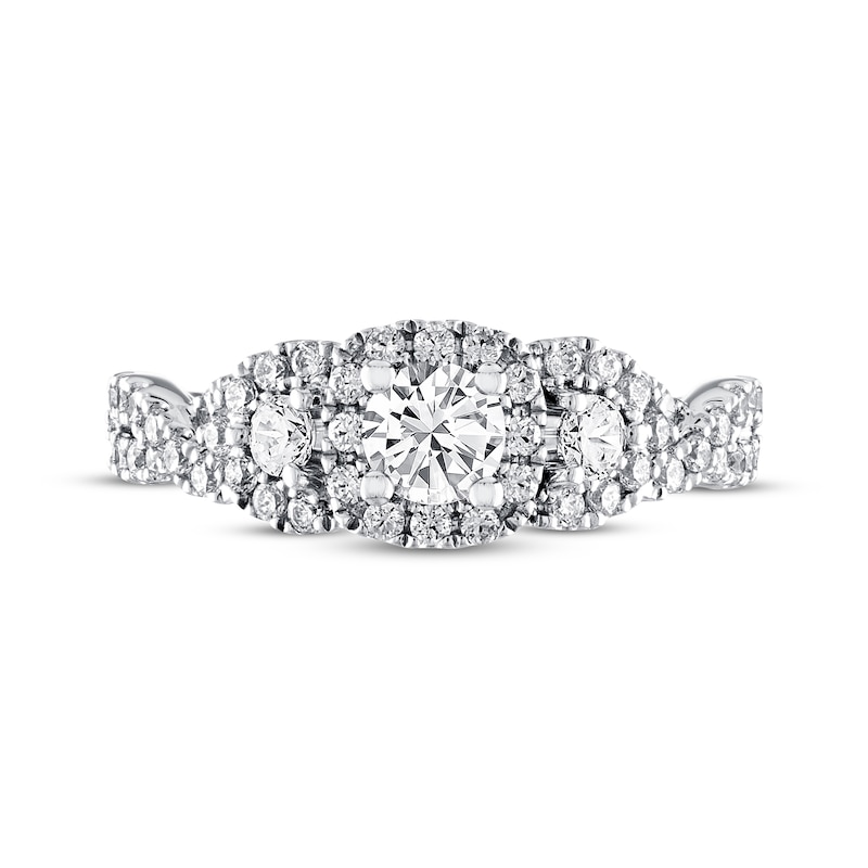 Previously Owned THE LEO Diamond Three-Stone Engagement Ring 1 ct tw Round-cut 14K White Gold