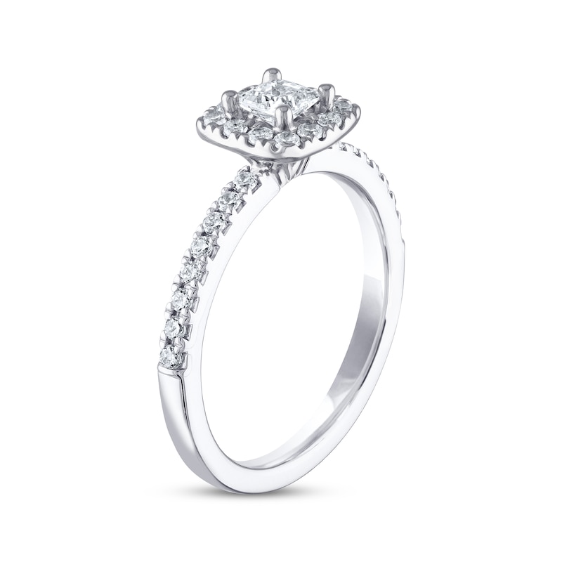 Main Image 2 of Previously Owned THE LEO Diamond Engagement Ring 5/8 ct tw Princess & Round-cut 14K White Gold
