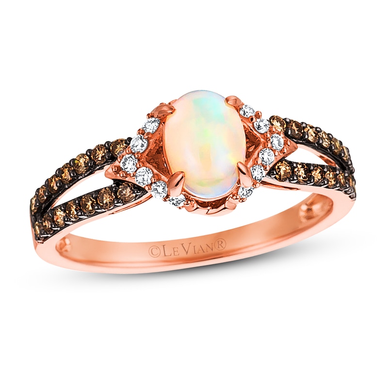 Main Image 1 of Previously Owned Le Vian Opal Ring 1/3 ct tw Diamonds 14K Strawberry Gold