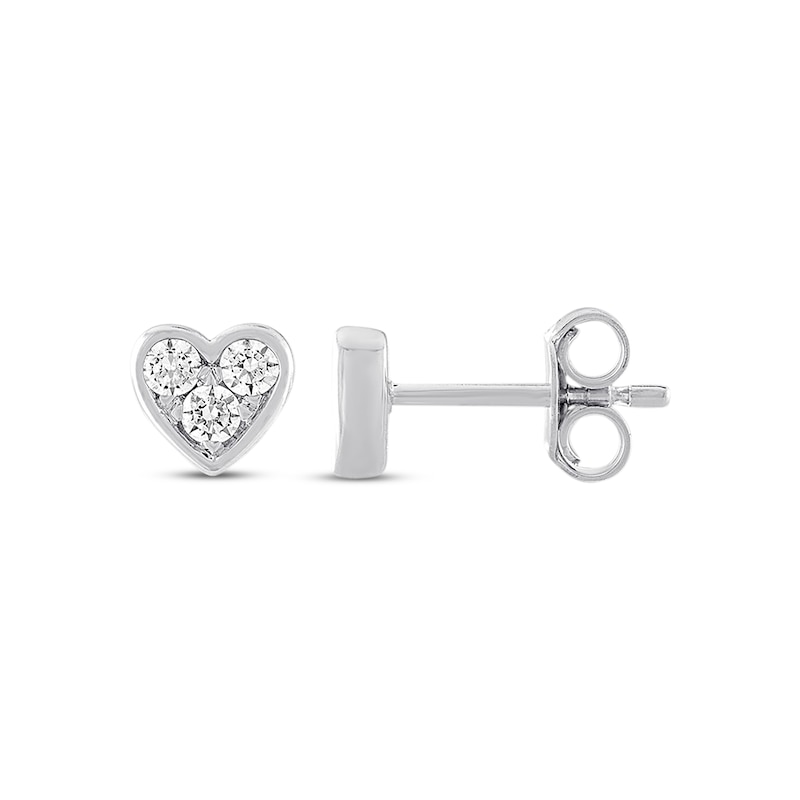 Main Image 1 of Previously Owned Diamond Heart Earrings 1/4 ct tw Round-cut 10K White Gold