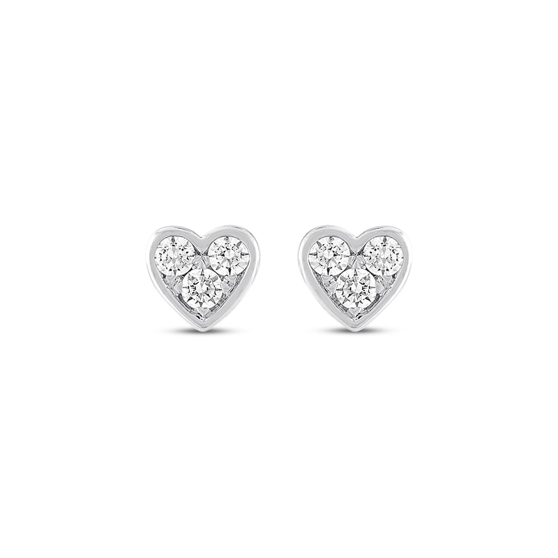 Main Image 2 of Previously Owned Diamond Heart Earrings 1/4 ct tw Round-cut 10K White Gold