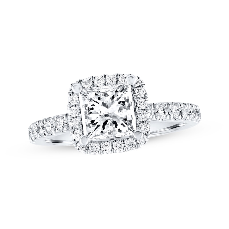 Main Image 1 of Previously Owned Princess-cut Diamond Engagement Ring 2 ct tw 14K White Gold