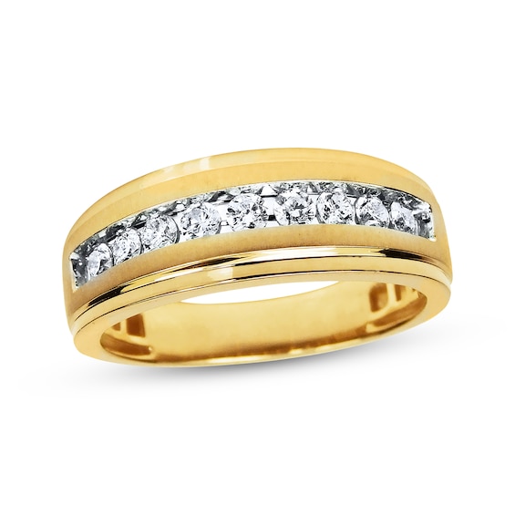 Previously Owned Men's Diamond Wedding Band 1/2 ct tw 10K Yellow Gold