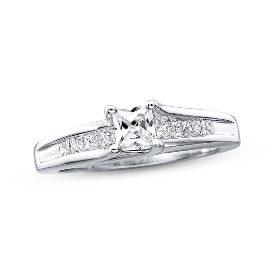 Previously Owned Diamond Engagement Ring 3/4 ct tw Princess-cut 14K White Gold Size 4.5