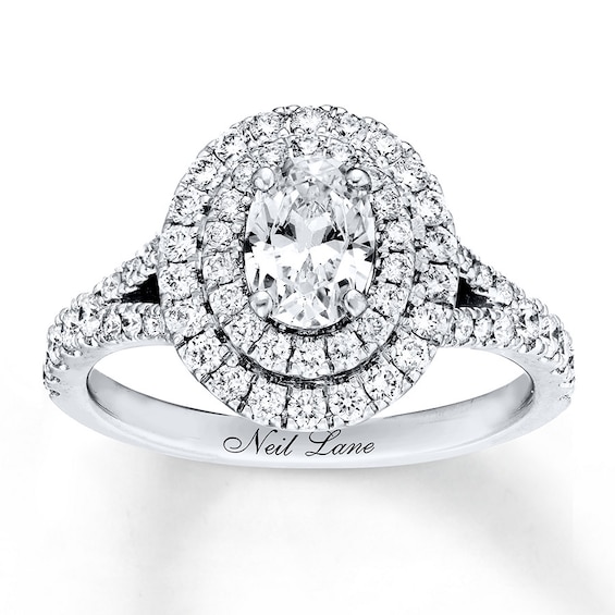 Previously Owned Neil Lane Diamond Engagement Ring 1-5/8 ct tw Oval & Round-cut 14K White Gold Size 4.5
