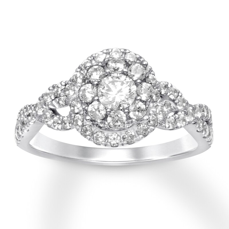 Main Image 1 of Previously Owned Diamond Engagement Ring 1 ct tw Round-cut 14K White Gold - Size 4