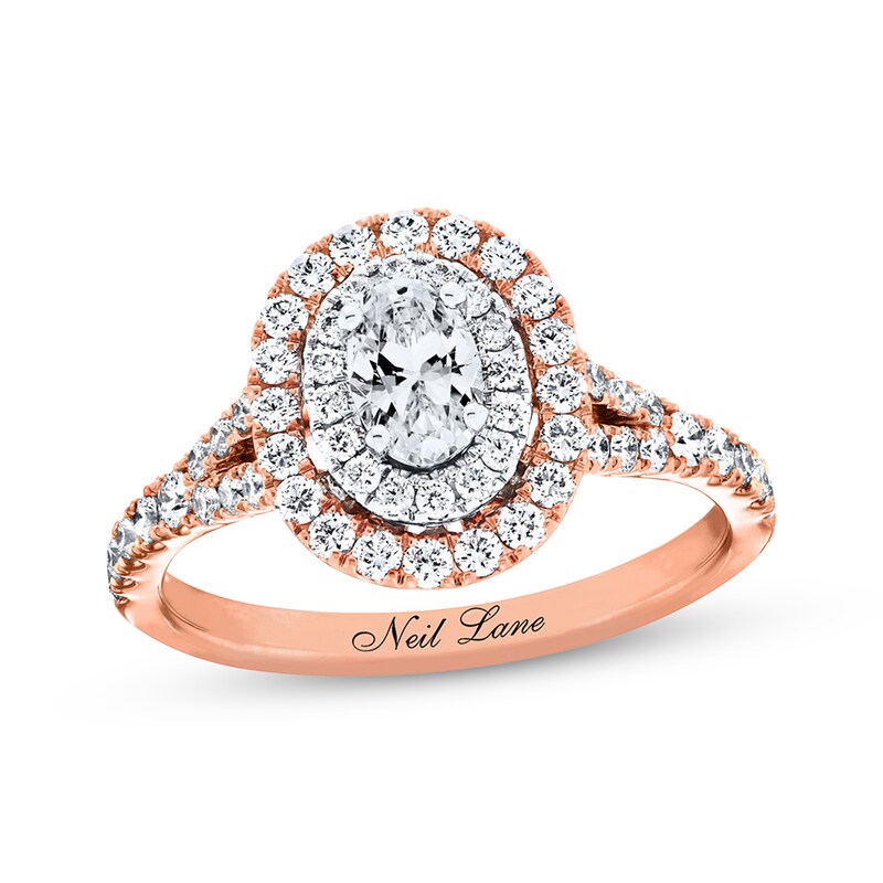 Previously Owned Neil Lane Engagement Ring 1 ct tw Oval & Round-cut Diamonds 14K Two-Tone Gold - Size 9.5