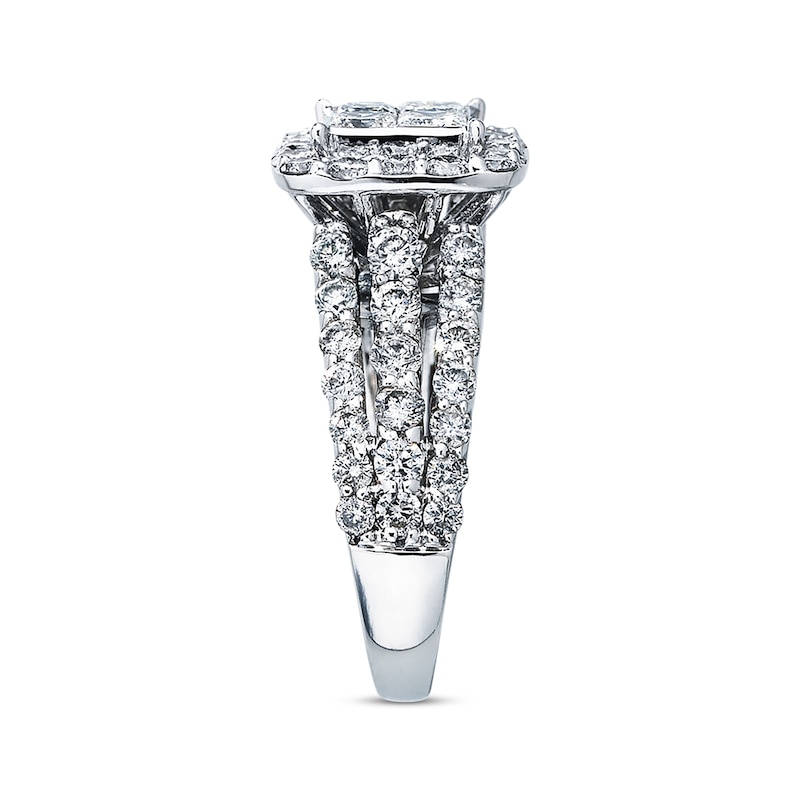 Main Image 2 of Previously Owned Engagement Ring 3 ct tw Princess & Round-cut 14K White Gold - Size 12.25