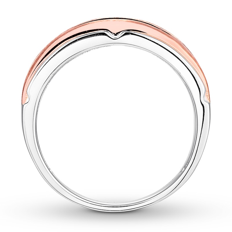 Main Image 2 of Previously Owned Men's Black Diamond Wedding Band 1/2 ct tw 10K Two-Tone Gold Size 12.5