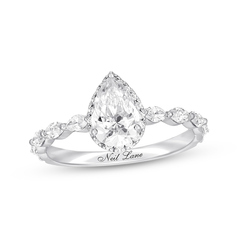 Previously Owned Neil Lane Premiere Diamond Engagement Ring 1-1/2 ct tw Pear, Marquise & Round -cut 14K White Gold - Size 4.5