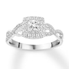 Thumbnail Image 0 of Previously Owned Diamond Engagement Ring 3/8 ct tw Princess/Round 10K White Gold - Size 9.75