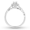 Thumbnail Image 1 of Previously Owned Diamond Engagement Ring 3/8 ct tw Princess/Round 10K White Gold - Size 9.75