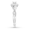 Thumbnail Image 2 of Previously Owned Diamond Engagement Ring 3/8 ct tw Princess/Round 10K White Gold - Size 9.75