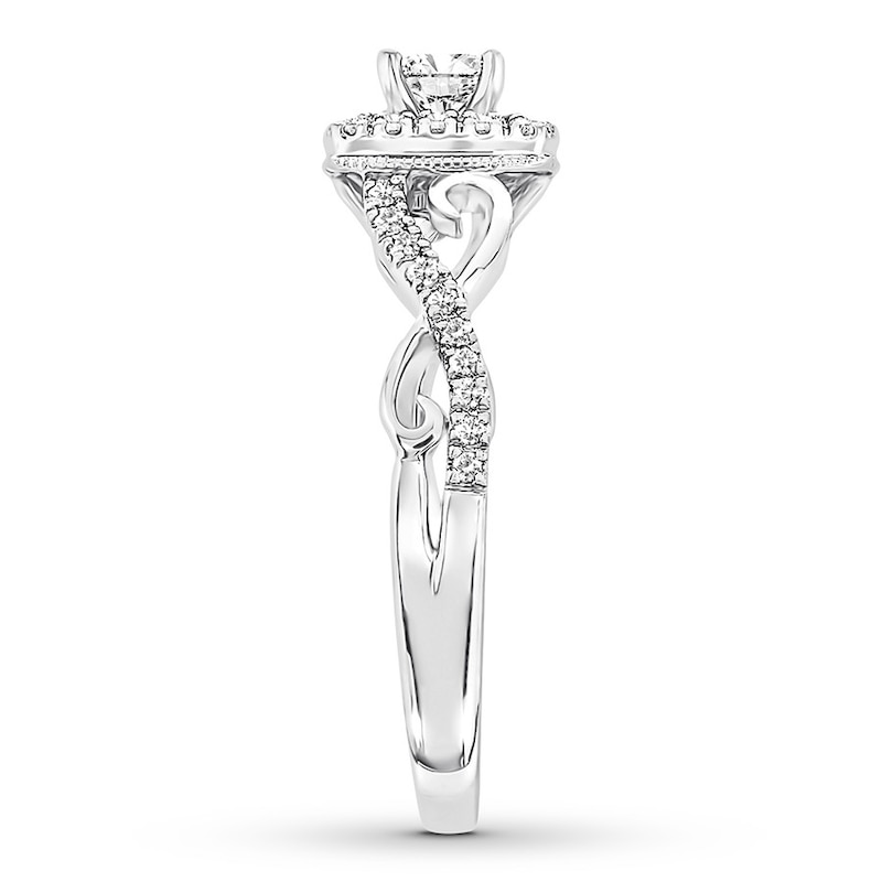 Previously Owned Diamond Engagement Ring 3/8 ct tw Princess/Round 10K White Gold - Size 9.75