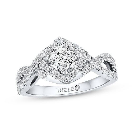 Previously Owned THE LEO Diamond Engagement Ring 1 ct tw Princess & Round-cut 14K White Gold Size 10