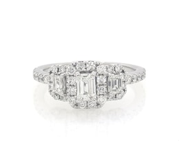 Previously Owned Diamond Engagement Ring 1 ct tw Emerald/Round 14K White Gold