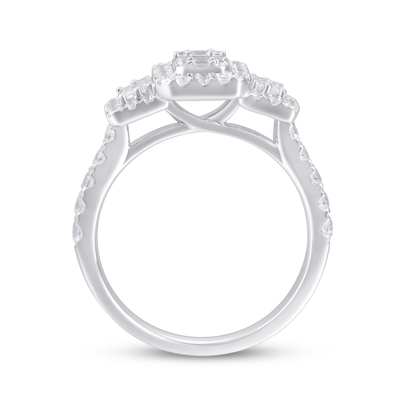 Main Image 2 of Previously Owned Diamond Engagement Ring 1 ct tw Baguette & Round-cut 14K White Gold