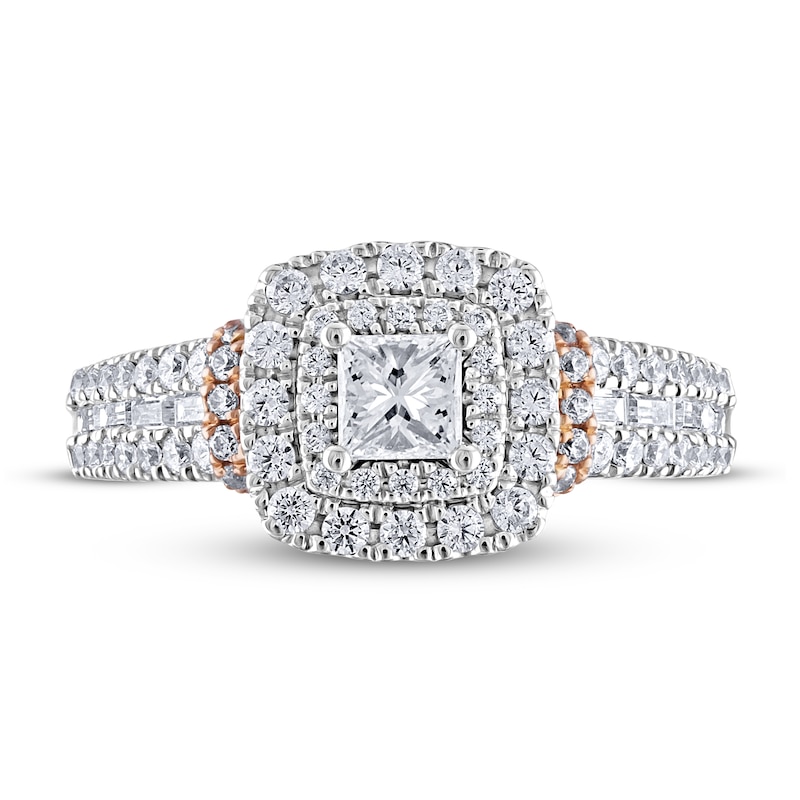 Main Image 3 of Previously Owned Adrianna Papell Diamond Engagement Ring 1 ct tw Princess, Baguette & Round-cut 14K Two-Tone Gold