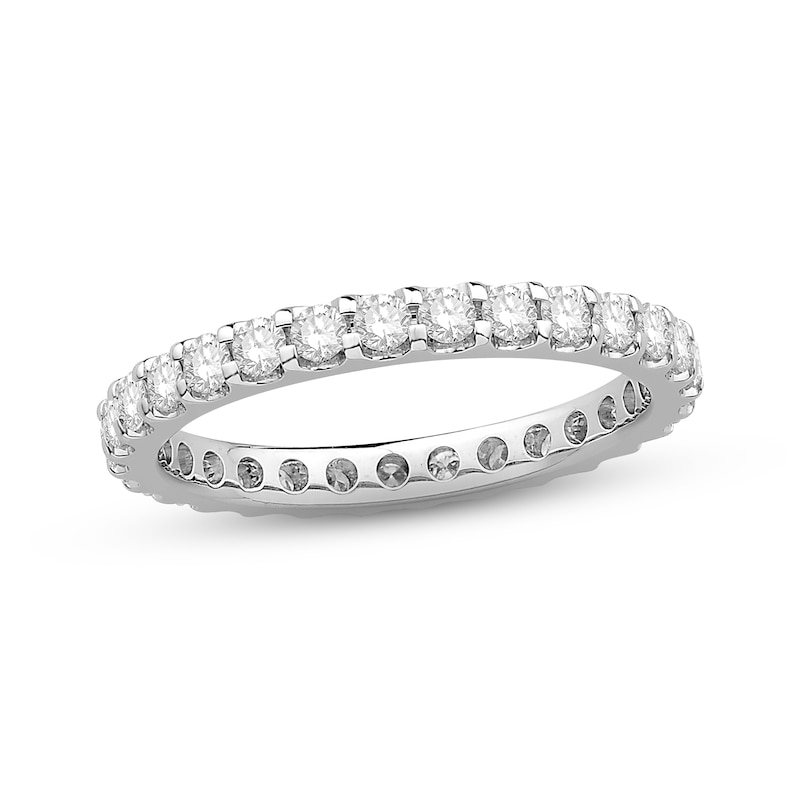 Main Image 1 of Previously Owned Diamond Eternity Ring 1 ct tw Round-cut 14K White Gold - Size 4.5