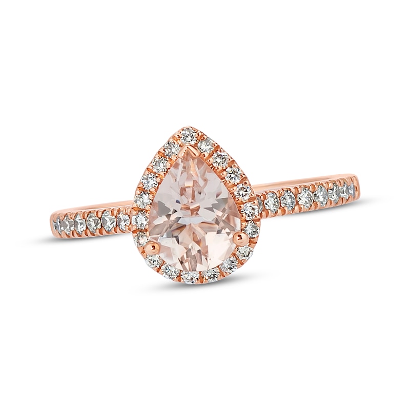 Previously Owned Le Vian Morganite Ring 1/3 ct tw Diamonds 14K Strawberry Gold