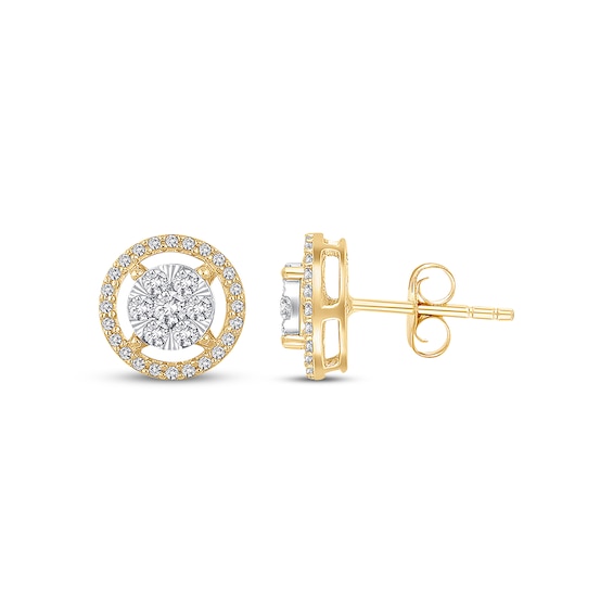 Previously Owned Diamond Earrings 1/2 ct tw Round-cut 10K Two-Tone Gold