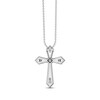 Thumbnail Image 3 of Previously Owned Diamond Cross Necklace 1/4 ct tw Round & Baguette 10K White Gold 18"